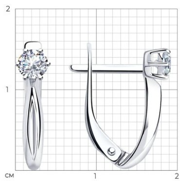 Серьги Diamant 94-120-01376-1 вес 1.92 г серебро, фианит купить,14364