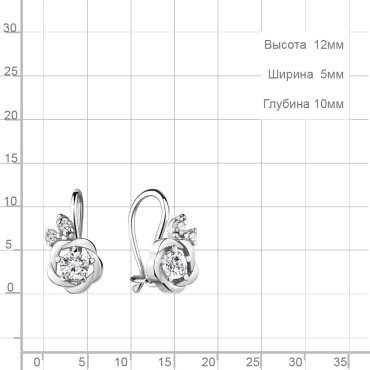 Серьги AQUAMARINE 48781А вес 1.28 г серебро, фианит купить,11774