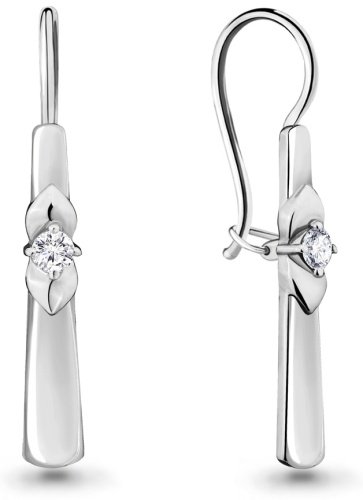 Серьги AQUAMARINE 46806А вес 2.12 г серебро, фианит купить,18699