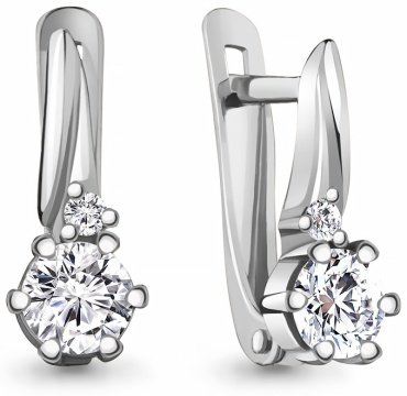Серьги AQUAMARINE 48787А вес 2 г серебро, фианит купить,17730