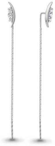 Серьги-цепочки AQUAMARINE 49804А вес 1.26 г серебро, фианит купить,11774