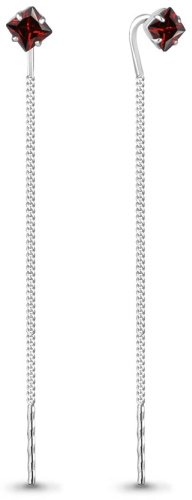 Серьги-цепочки AQUAMARINE 4753603 вес 0.94 г серебро, гранат купить,20777