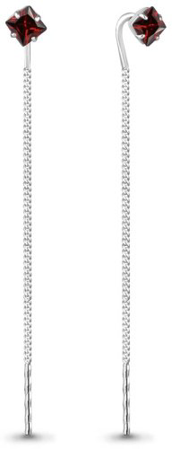 Серьги-цепочки AQUAMARINE 4753603 вес 0.94 г серебро, гранат купить,20777