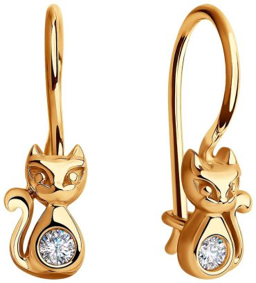 Серьги SOKOLOV 028430 вес 1.35 г золото, фианит купить,109449