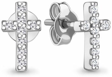 Пусеты AQUAMARINE 48915А вес 0.86 г серебро, фианит купить,11774