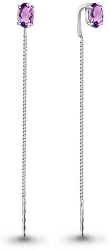 Серьги-цепочки AQUAMARINE 4753804.5 вес 1.02 г серебро, аметист купить,19699