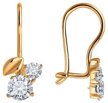 Серьги SOKOLOV 026836 вес 1.17 г золото, фианит купить,93466