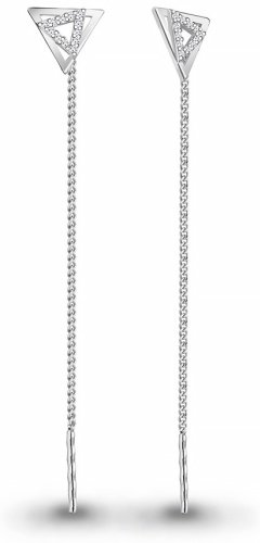 Серьги-цепочки AQUAMARINE 45489А вес 1 г серебро, фианит купить,11774