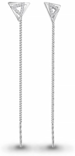 Серьги-цепочки AQUAMARINE 45489А вес 1 г серебро, фианит купить,11774