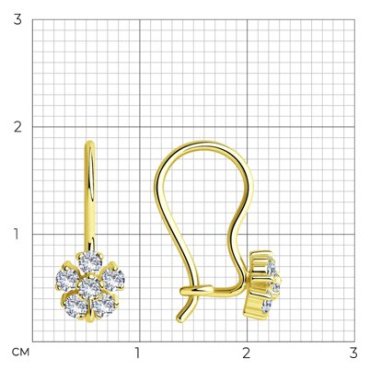 Серьги SOKOLOV 022674-2 вес 1.46 г золото, фианит купить,134679