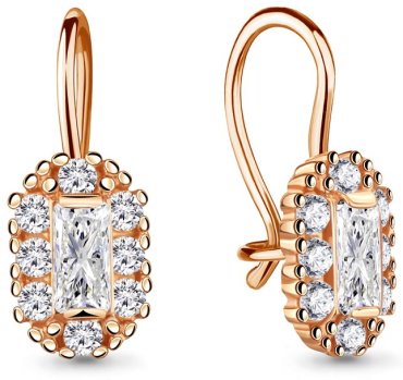 Серьги AQUAMARINE 40967А вес 1.82 г серебро, фианит купить,15236