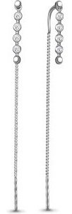 Серьги-цепочки AQUAMARINE 48377А вес 1.36 г серебро, фианит купить,15236