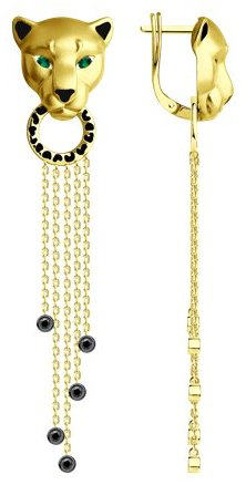 Серьги Diamant 93-121-02057-1 вес 11.81 г серебро, фианит, эмаль купить,60646