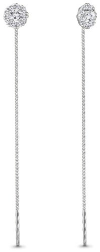 Серьги-цепочки AQUAMARINE 41024А вес 1.4 г серебро, фианит купить,10942