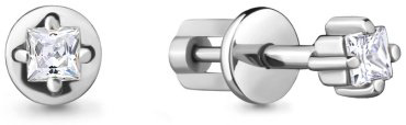 Пусеты AQUAMARINE 420831 вес 1.1 г серебро, фианит купить,11774