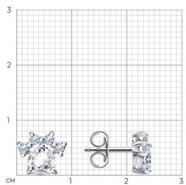 Пусеты Diamant 94-122-00998-1 вес 1.6 г серебро, фианит купить,NaN