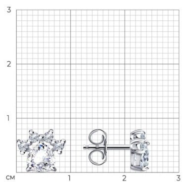 Пусеты Diamant 94-122-00998-1 вес 1.6 г серебро, фианит купить,NaN