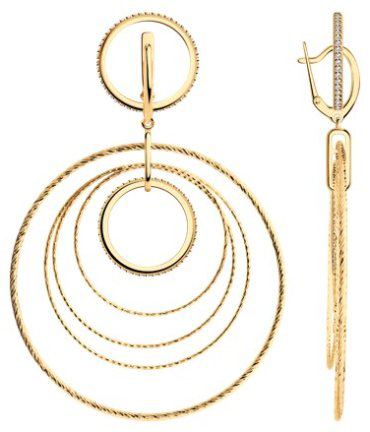 Серьги Diamant 93-121-02032-2 вес 11.49 г серебро, фианит купить,NaN