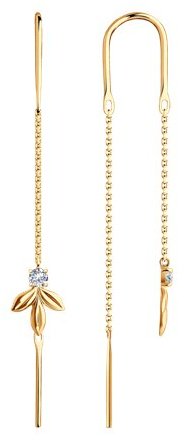 Серьги-цепочки SOKOLOV 0200183 вес 1.26 г золото, фианит купить,106081