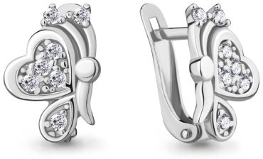Серьги AQUAMARINE 46884А вес 1.8 г серебро, фианит купить,19421