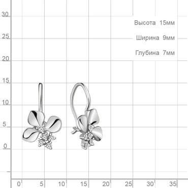 Серьги AQUAMARINE 48734А.5 вес 1 г серебро, фианит купить,11774