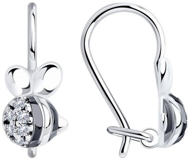 Серьги Diamant 94-120-00987-1 вес 1.24 г серебро, фианит купить,NaN