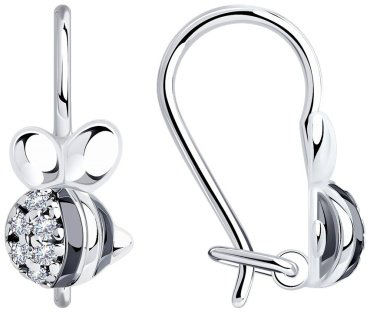 Серьги Diamant 94-120-00987-1 вес 1.24 г серебро, фианит купить,NaN