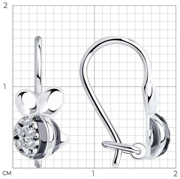 Серьги Diamant 94-120-00987-1 вес 1.24 г серебро, фианит купить,NaN