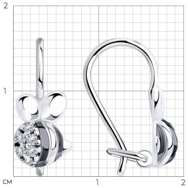 Серьги Diamant 94-120-00987-1 вес 1.24 г серебро, фианит купить,NaN
