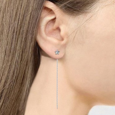 Серьги-цепочки AQUAMARINE 34716.5 вес 0.8 г серебро, без вставок купить,17442