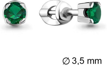 Пусеты AQUAMARINE 42891Г вес 1.12 г серебро, наноизумруд купить,NaN