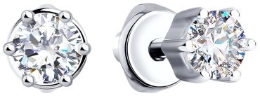 Пусеты SOKOLOV 94021720-sk20 вес 1.46 г серебро, фианит купить,11999