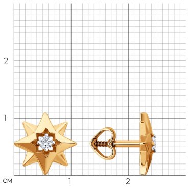 Пусеты Diamant 51-122-02977-1 вес 1.625 г золото, фианит купить,124743