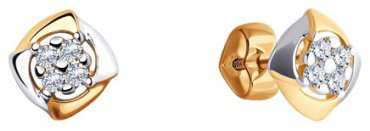 Пусеты Diamant 51-122-00398-2 вес 1.27 г золото, фианит купить,105269