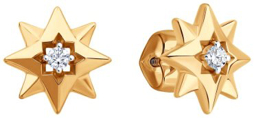 Пусеты Diamant 51-122-02977-1 вес 1.625 г золото, фианит купить,124743