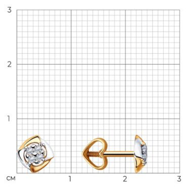 Пусеты Diamant 51-122-00398-2 вес 1.27 г золото, фианит купить,105269