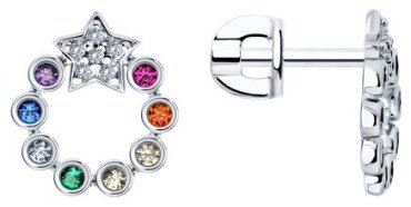Серьги SOKOLOV 94026761 вес 1.95 г серебро, фианит, корунд купить,11330