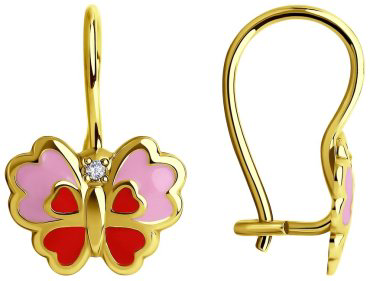 Серьги SOKOLOV 028946-2 вес 0.95 г золото, фианит, эмаль купить,119000