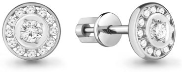 Пусеты AQUAMARINE 46350А вес 1.96 г серебро, фианит купить,17868