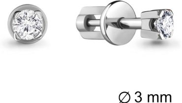 Пусеты AQUAMARINE 420241.5 вес 1.03 г серебро, фианит купить,11774