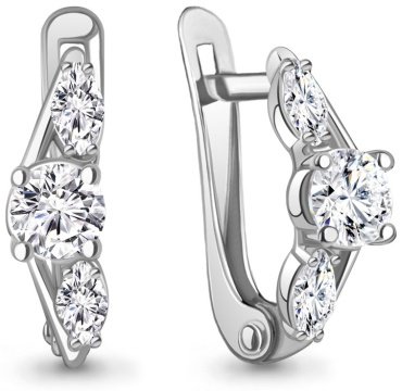 Серьги AQUAMARINE 400163 вес 2 г серебро, фианит купить,17868