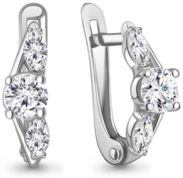 Серьги AQUAMARINE 400163 вес 2 г серебро, фианит купить,17868