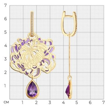 Серьги Diamant 93-321-01779-1 вес 12.28 г серебро, ситалл, фианит, эмаль купить,56214