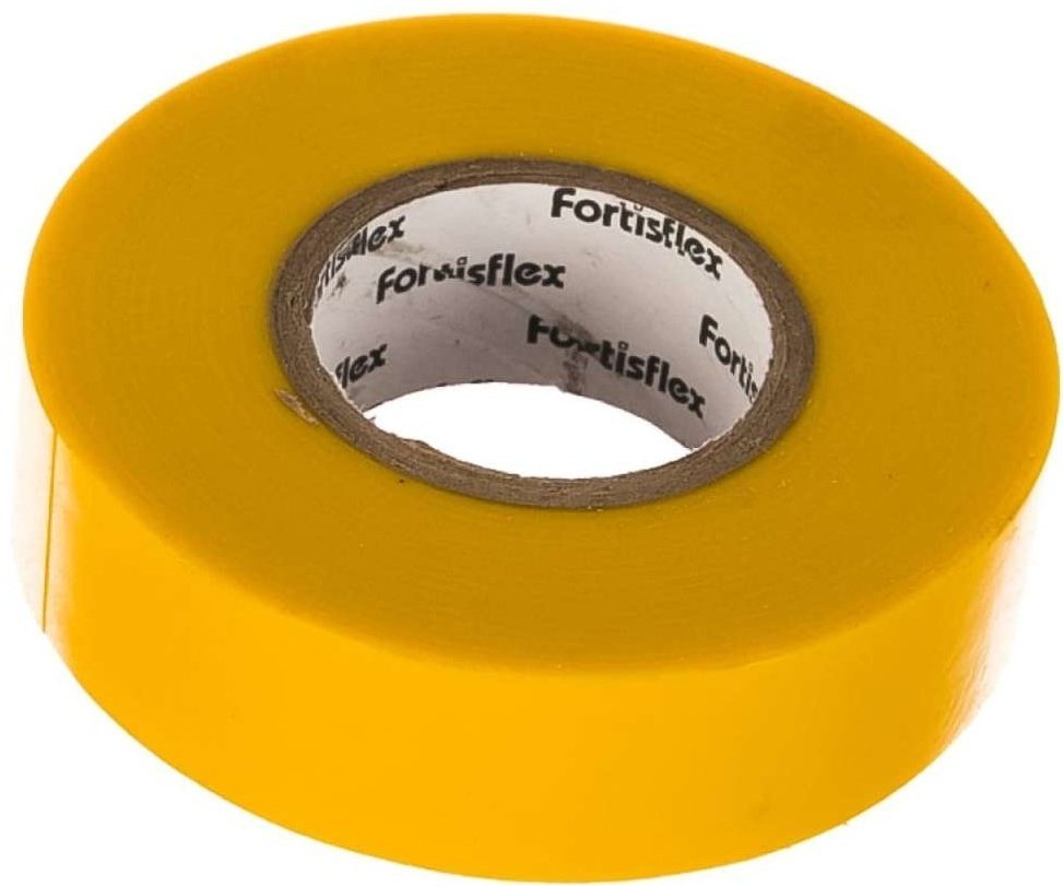 Изолента Fortisflex ПВХ цвет желтый, 20 м х 19 мм, 1 шт.