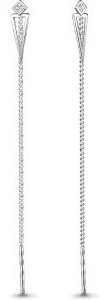 Серьги-цепочки AQUAMARINE 45487А вес 78 г серебро, фианит купить,NaN