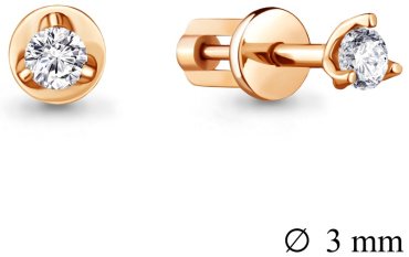 Пусеты AQUAMARINE 420881 вес 0.96 г серебро, фианит купить,11774