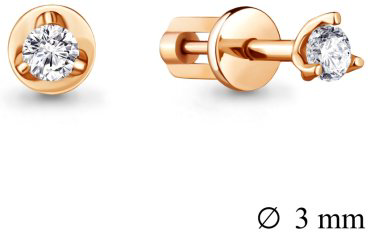 Пусеты AQUAMARINE 420881 вес 0.96 г серебро, фианит купить,11774