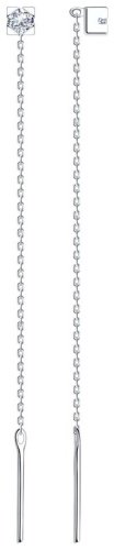 Серьги Diamant 94-120-01035-1_0,87 вес 0.87 г серебро, фианит купить,NaN
