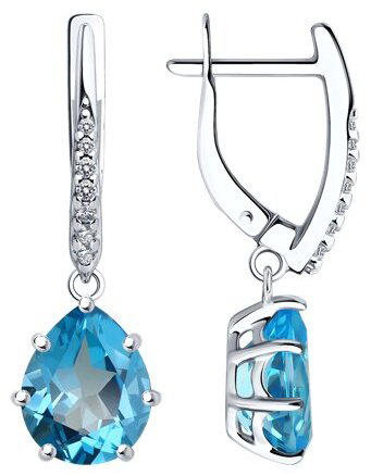 Серьги Diamant 94-321-02059-1 вес 3.55 г серебро, фианит, топаз купить,NaN