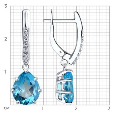 Серьги Diamant 94-321-02059-1 вес 3.55 г серебро, фианит, топаз купить,NaN